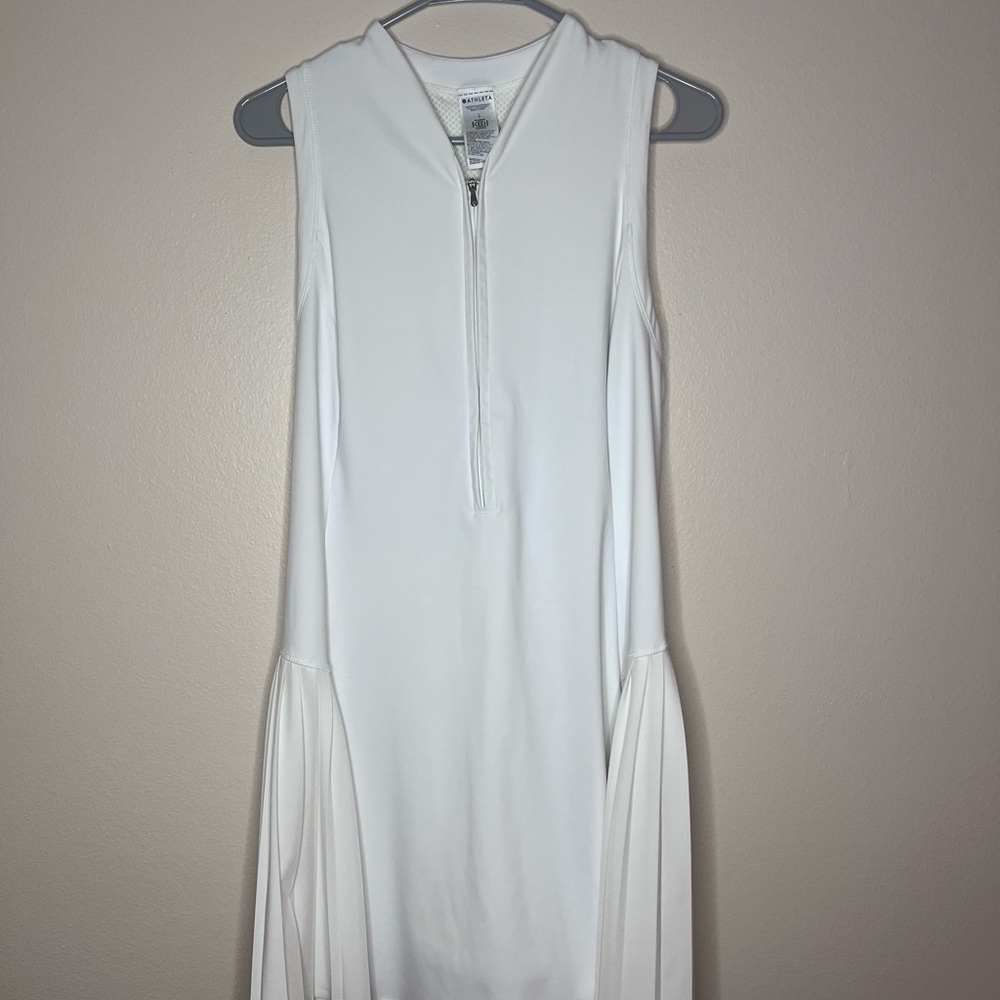 Athleta White Midi Dress with Pleated Details